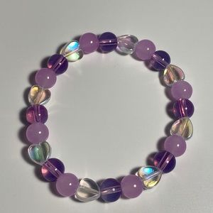 Purple & clear heart bracelet